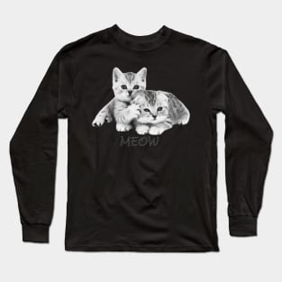 Cute Meows Line art Long Sleeve T-Shirt